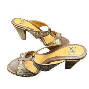 Sofft Women’s Leather Strappy Snake Skin Sandals Tan & Brown Size 7